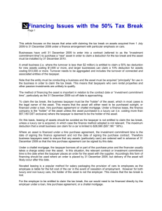 Financing Issues with the 50% Tax Break Page 1 This article