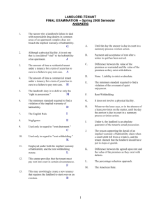 Landlord Tenant Spring 2008 Exam and Answers