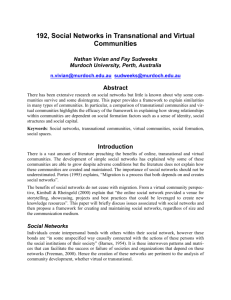 Paper 192, Social Networks in Transnational and Virtual Communities