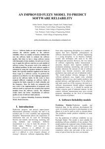 B. Software Reliability Prediction - International Journal of Computer