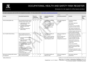Example of an OHS risk register for offices - Safety