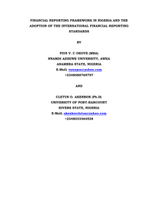 Financial Reporting Framework In Nigeria and The Adoption of The