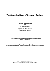 The Changing Roles of Company Budgets