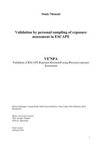 Study Proposal: Validation of exposure assessment in ESCAPE