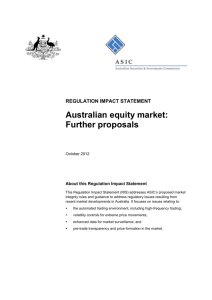 Australian Equity Market - Best Practice Regulation Updates