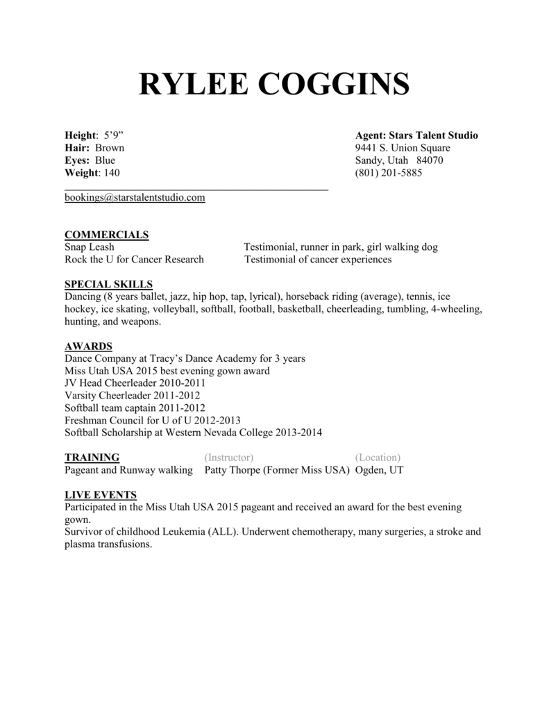 Pageant Resume Template