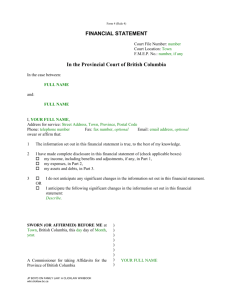 Financial Statement: Provincial Court (Family) Rules, Form 4 (Rule 4)