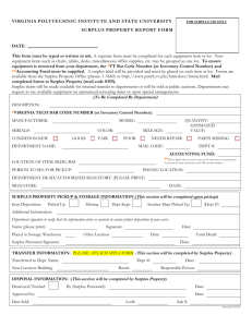 Surplus Property Report Form - Purchasing Department | Virginia Tech