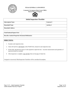 Form 11.01, Initial Inspection Checklist