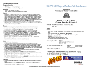 Entry Form - Vancouver Table Tennis Club