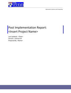 Post Implementation Report