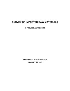 III. Survey of Imported Raw Materials