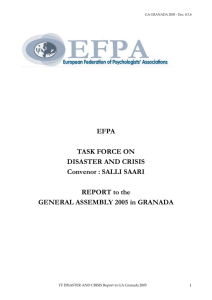 EFPA Task Force on Disasters and Crisis Psychology