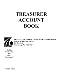 Treasurers Account Book - Pennsylvania Department of Transportation