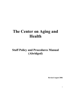 Personnel Policy Manual - Center on Aging and Health