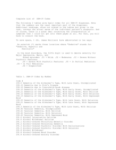Complete List of DSM-IV Codes