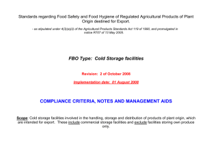 Cold storage facilities - Department of Agriculture