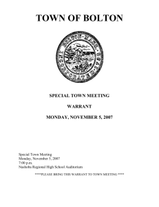 Special Town Meeting, November 5, 2007