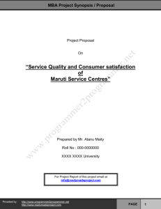 Service Quality and Consumer satisfaction of Maruti Service Centres