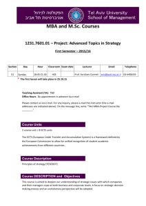 MBA and M.Sc. Courses 1231.7601.01 – Project: Advanced Topics
