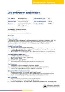 Job and Person Specification Title of Role: Manager Pathology
