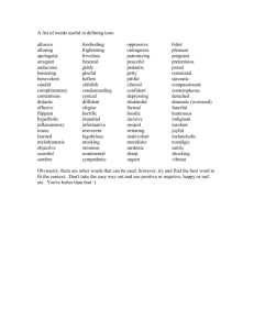 A list of words useful in defining tone: