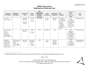 ERISA Settlements - ERISA Class Action Settlement Clearinghouse