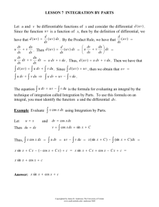 Lesson 7 Integration by Parts