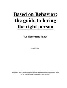 Based on Behavior: the guide to hiring the right person An