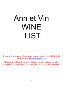 Ann et Vin WINE LIST If you wish to buy any of our wines please call