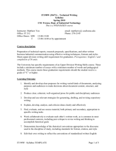 Syllabus for IT198W – Technical Writing