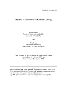 The Role of Institutions in Economic Change