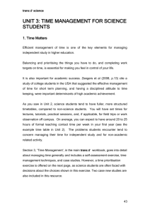unit 3: time management for science students