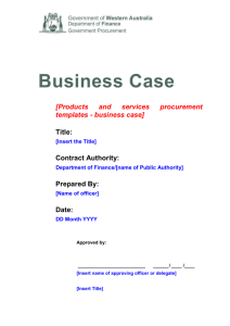 Business Case - Department of Finance