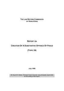 The law of fraud in - The Law Reform Commission of Hong Kong