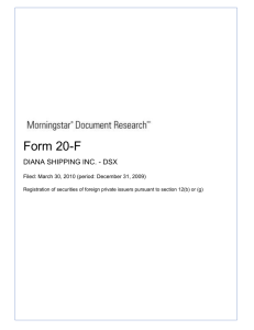 Form 20-F DIANA SHIPPING INC. - DSX Filed: March 30, 2010