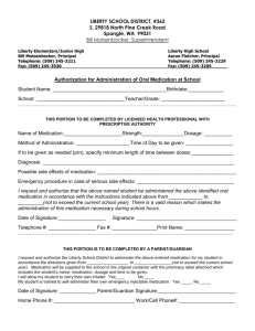 Authorization for Administration of Oral Medication at School