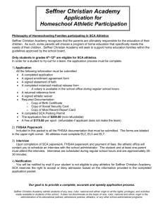 Seffner Christian Academy Homeschool Athlete Application