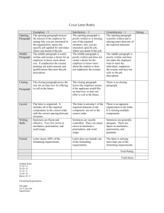 Cover Letters Grading Rubric