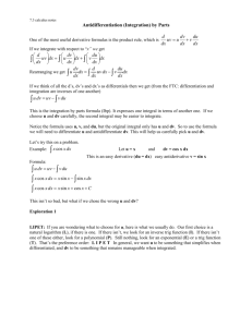 7.3 notes calculus Integration by parts