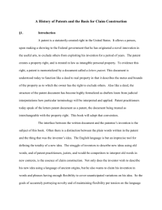 History of Patents and the Basis of Claim Construction