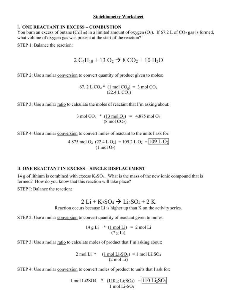 Stoichiometry Worksheet with answers Within Stoichiometry Worksheet Answer Key