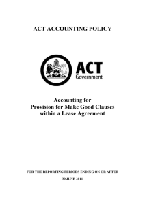 Accounting for Provision for Make Good Clauses - Treasury