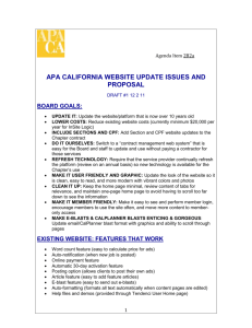 Agenda Item 2B2a APA CALIFORNIA WEBSITE UPDATE ISSUES