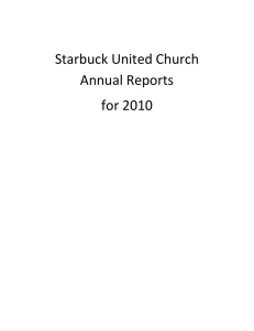 Starbuck United Church Annual Reports for 2010