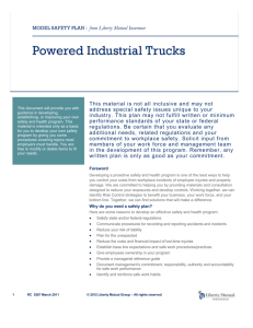 Model Safety Plan: Powered Industrial Trucks, LC 5267