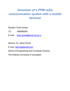 Simulator of a PPM radio communication system with a mobile