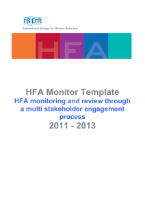 Monitoring Progress on implementation of the Hyogo Framework for