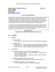 Toshiba DVSe series Hybrid Video Recording Servers Specs