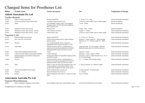 Changed Items for Prostheses List